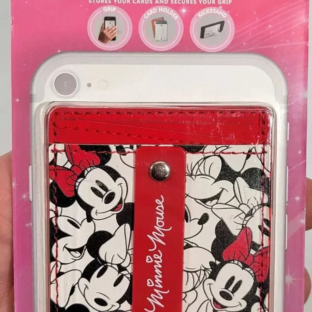 Disney Minnie Mouse Red Universal Phone‎ vegan leather Wallet Grip Kickstand NW